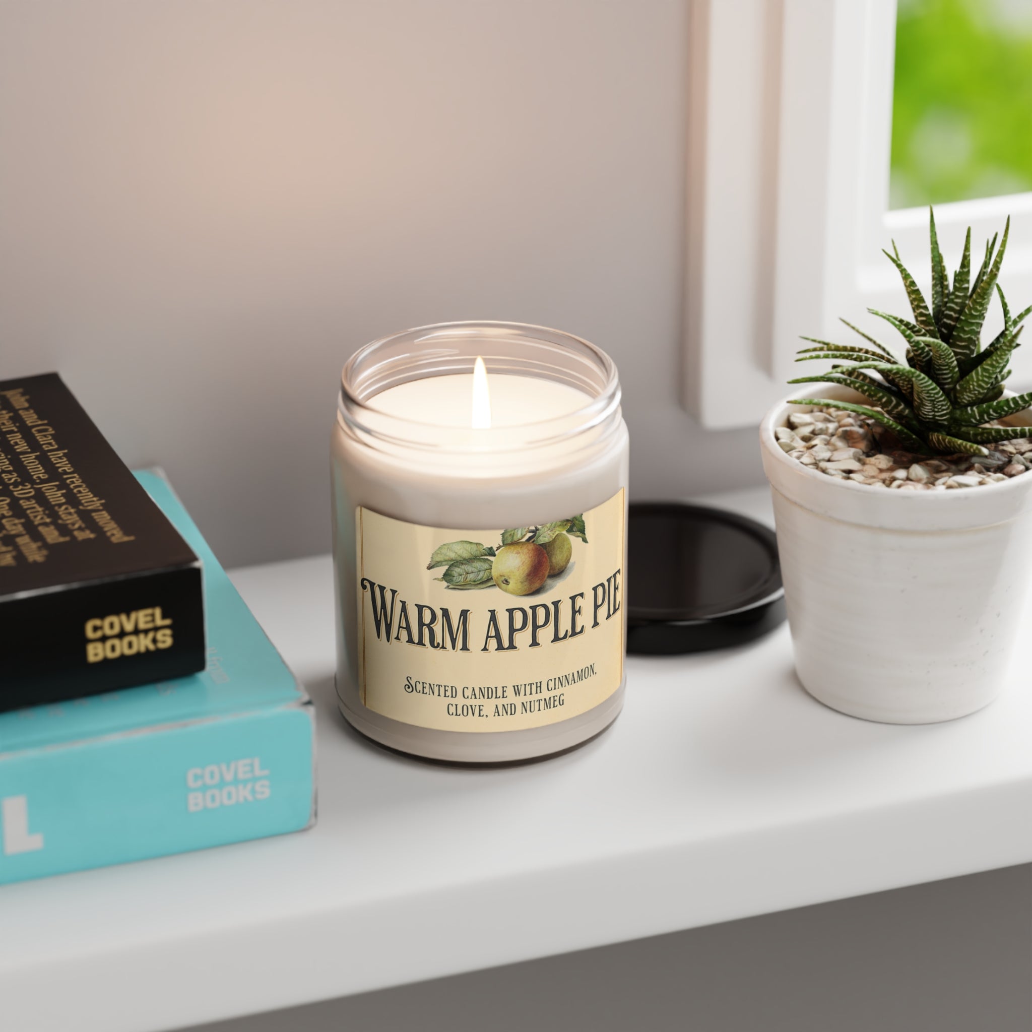 Sweet Apple Pie Scented Soy Candle, 9oz. Burns 50-60 hours. Great holiday, hostess, coworker or family gift a nostalgic scent of old times.