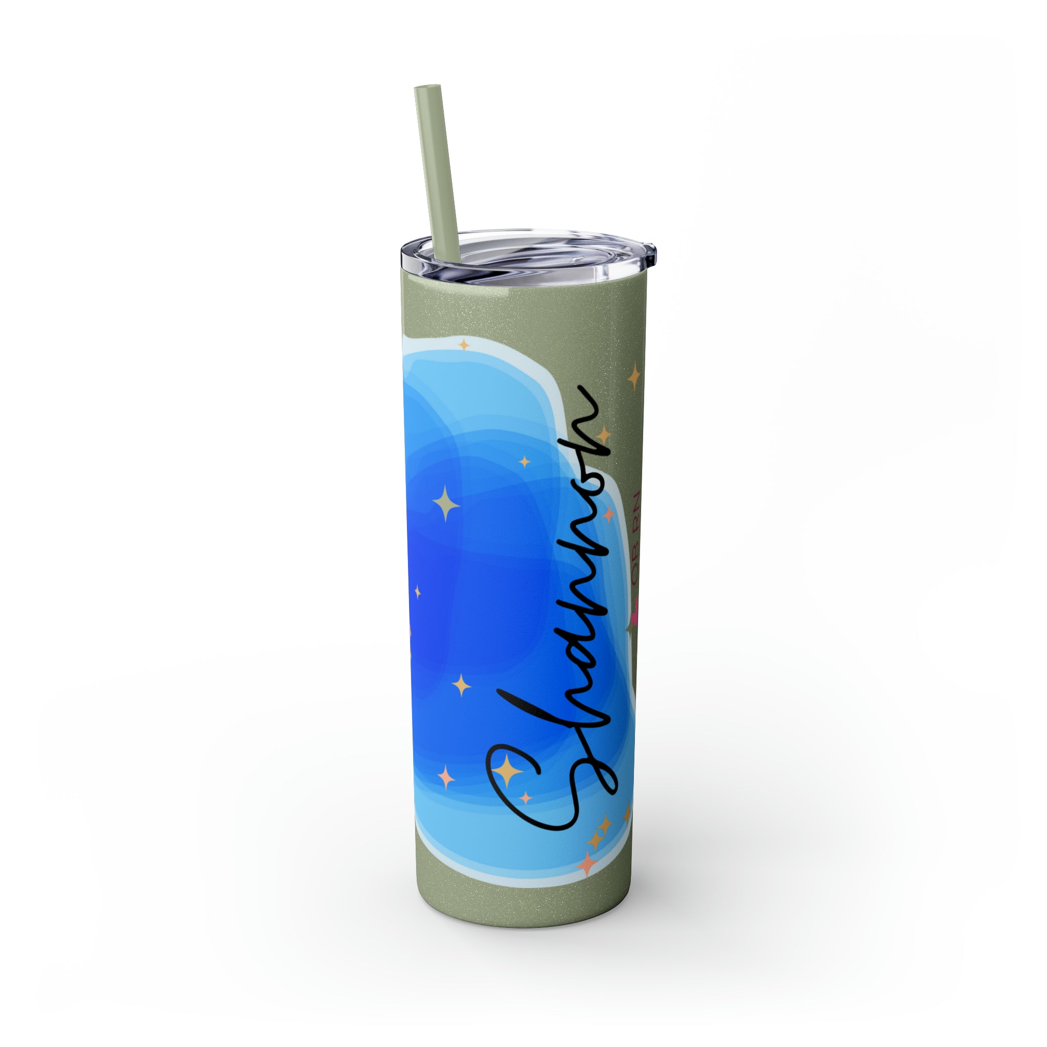 OB Nurse Skinny Tumbler with Straw, 20oz for hot or cold drinks.