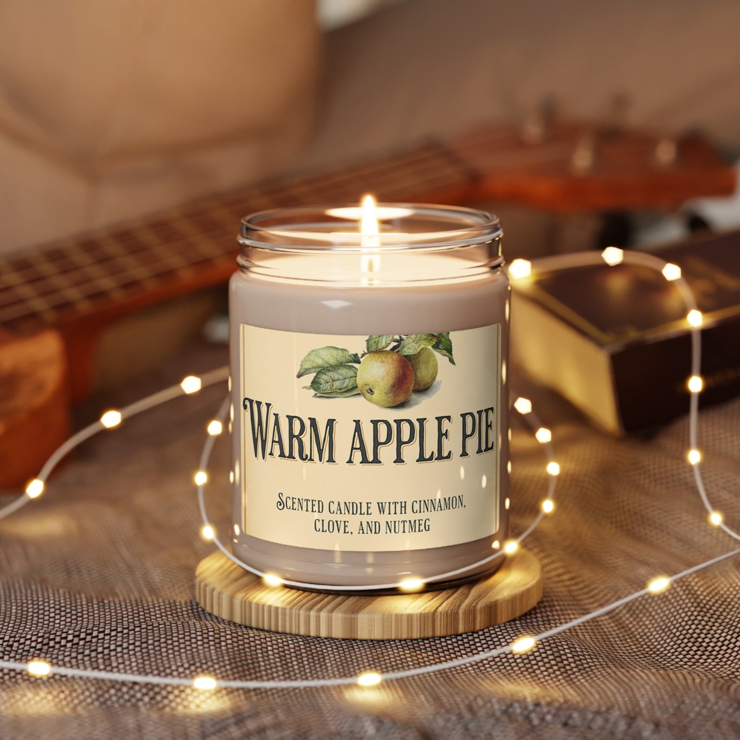 Sweet Apple Pie Scented Soy Candle, 9oz. Burns 50-60 hours. Great holiday, hostess, coworker or family gift a nostalgic scent of old times.