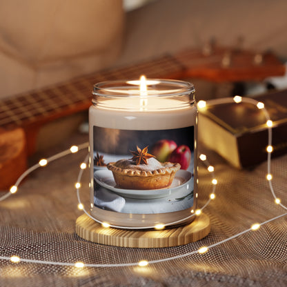 Apple Pie Scented Candle with hints of cinnamon, nutmeg, clove, orange, and cedarwood.